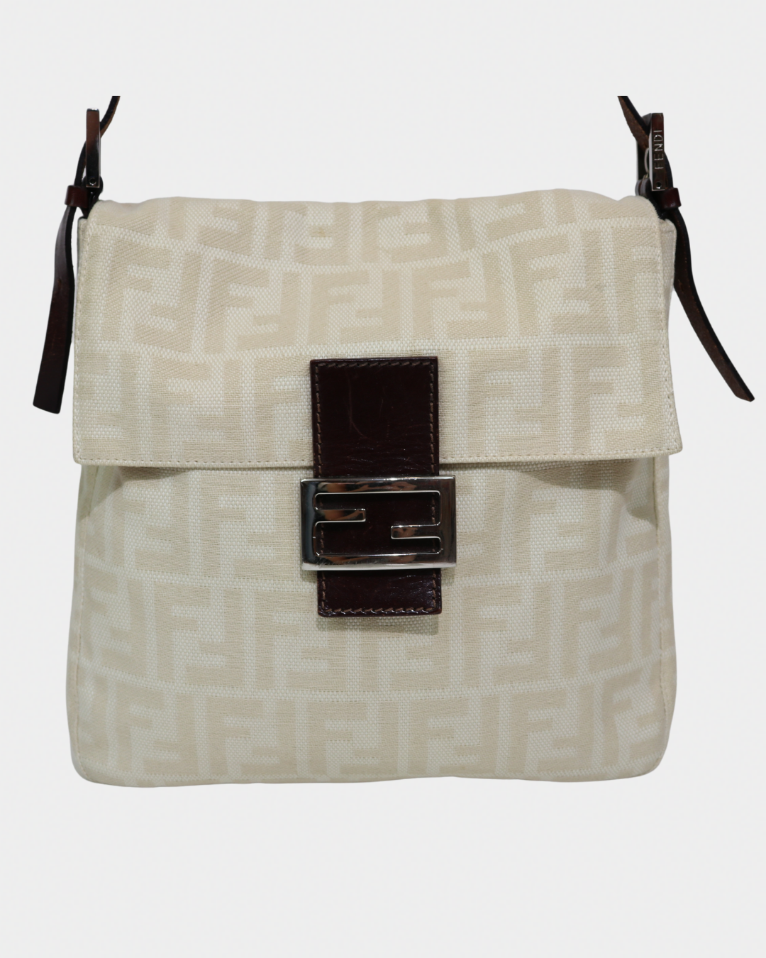 Fendi Zucca Cream Mamma Style Shoulder Bag