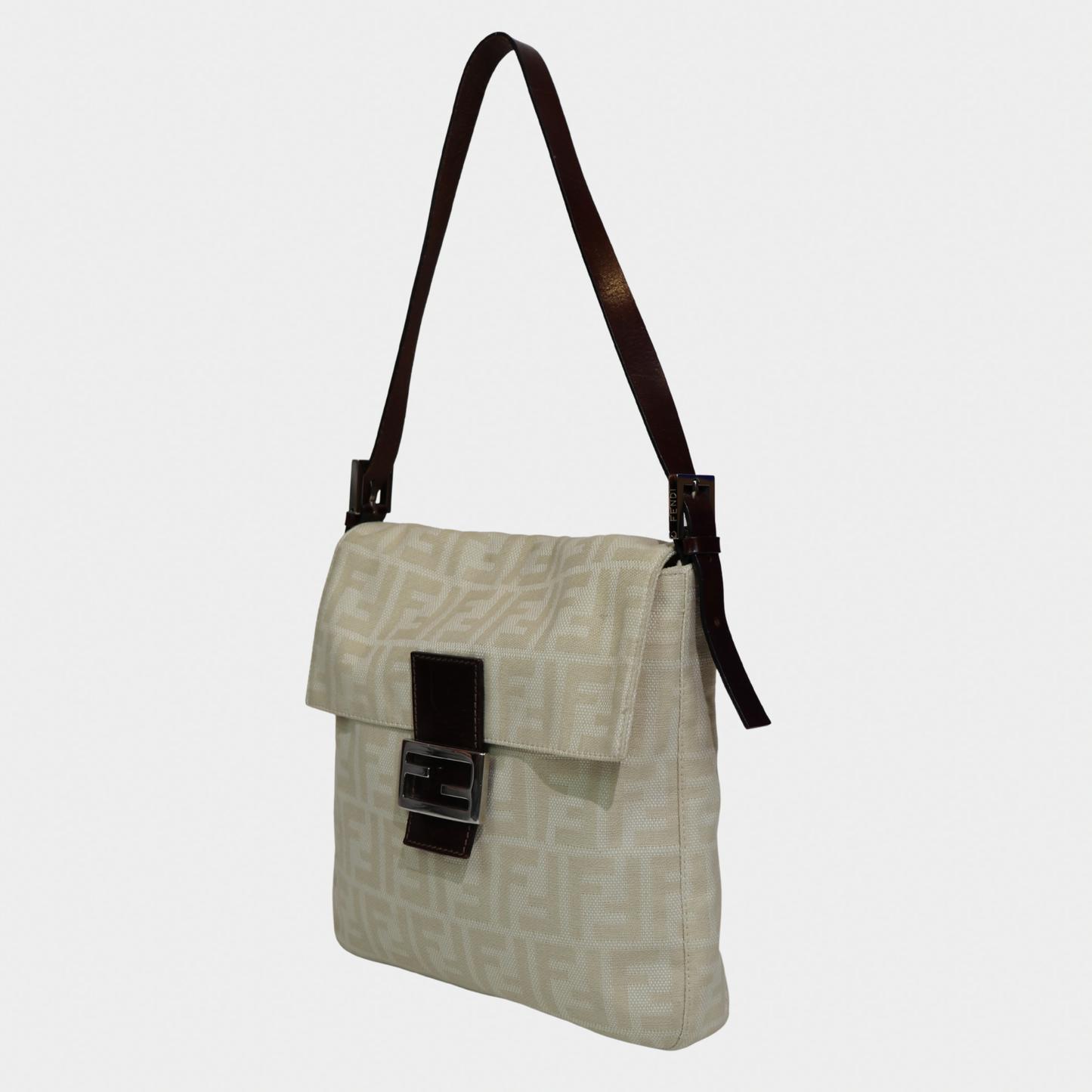Fendi Zucca Cream Mamma Style Shoulder Bag