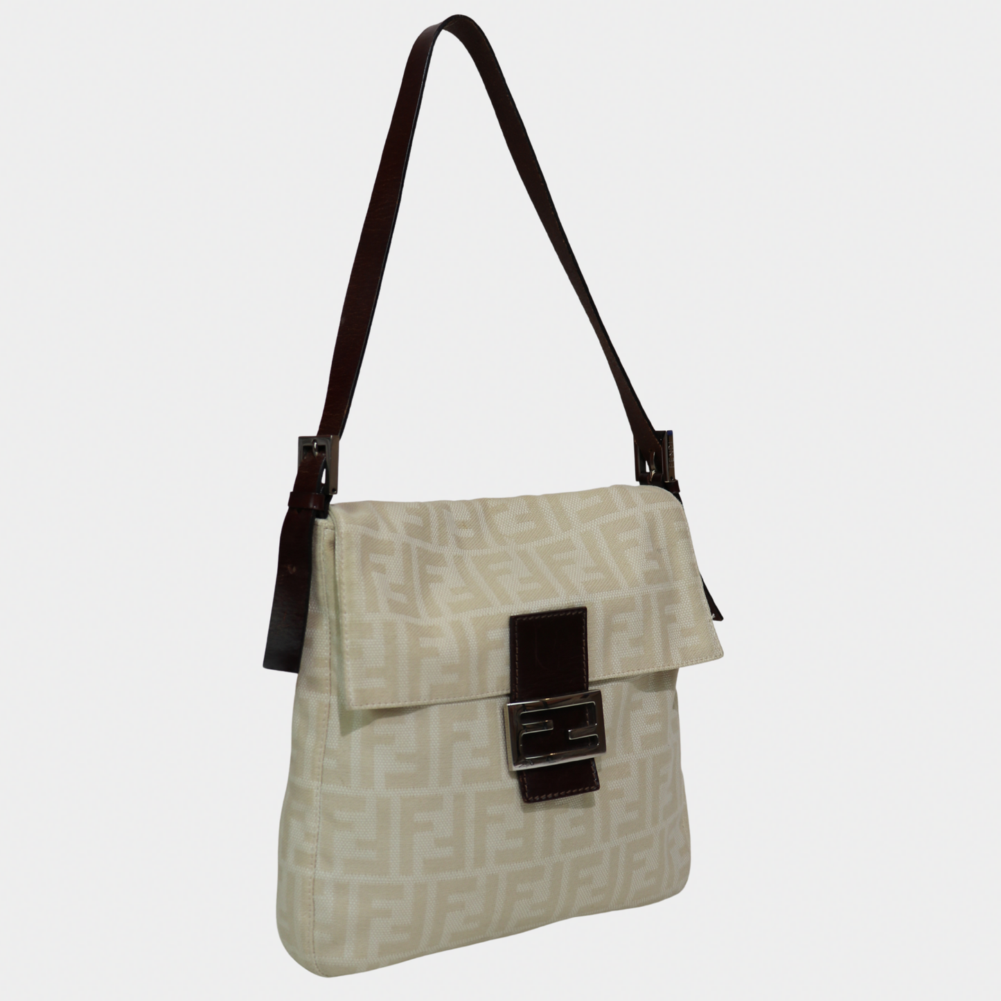 Fendi Zucca Cream Mamma Style Shoulder Bag