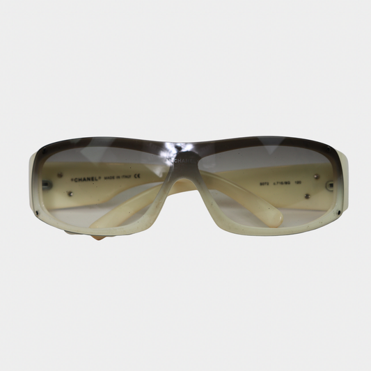 Chanel Y2K Wrap White Sunglasses