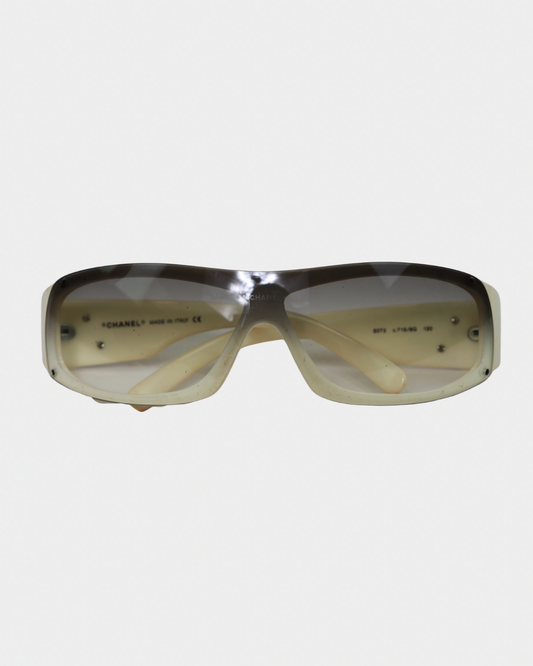 Chanel Y2K Wrap White Sunglasses