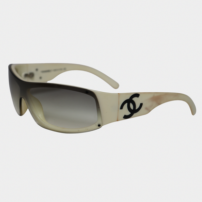 Chanel Y2K Wrap White Sunglasses