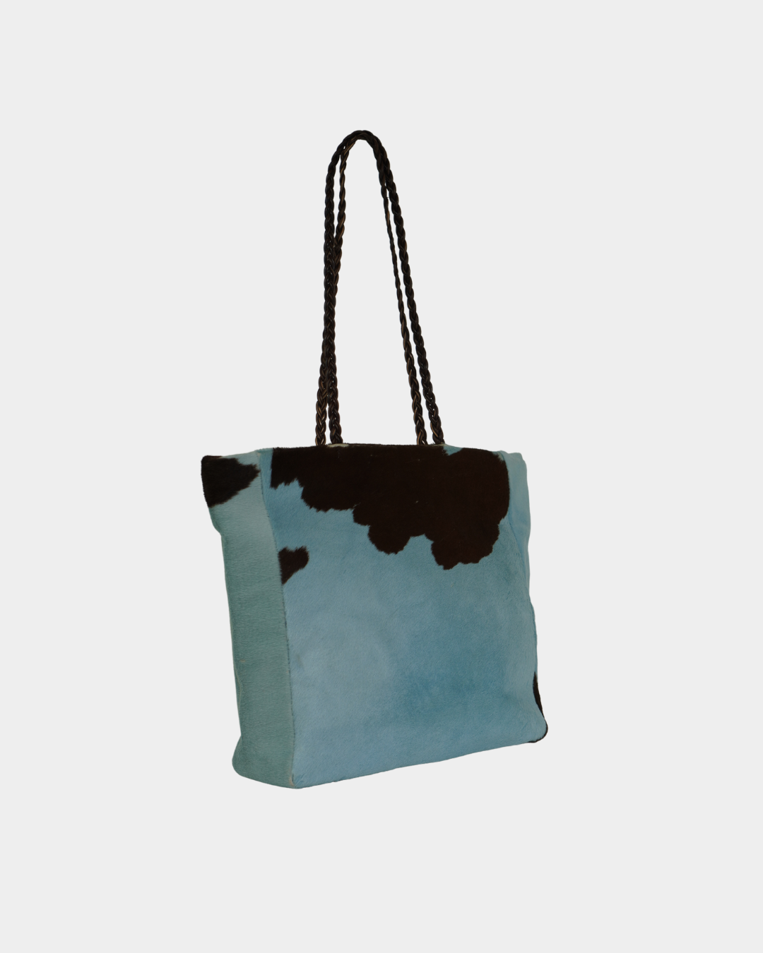 Blue Cow Print Pony Hair Bag