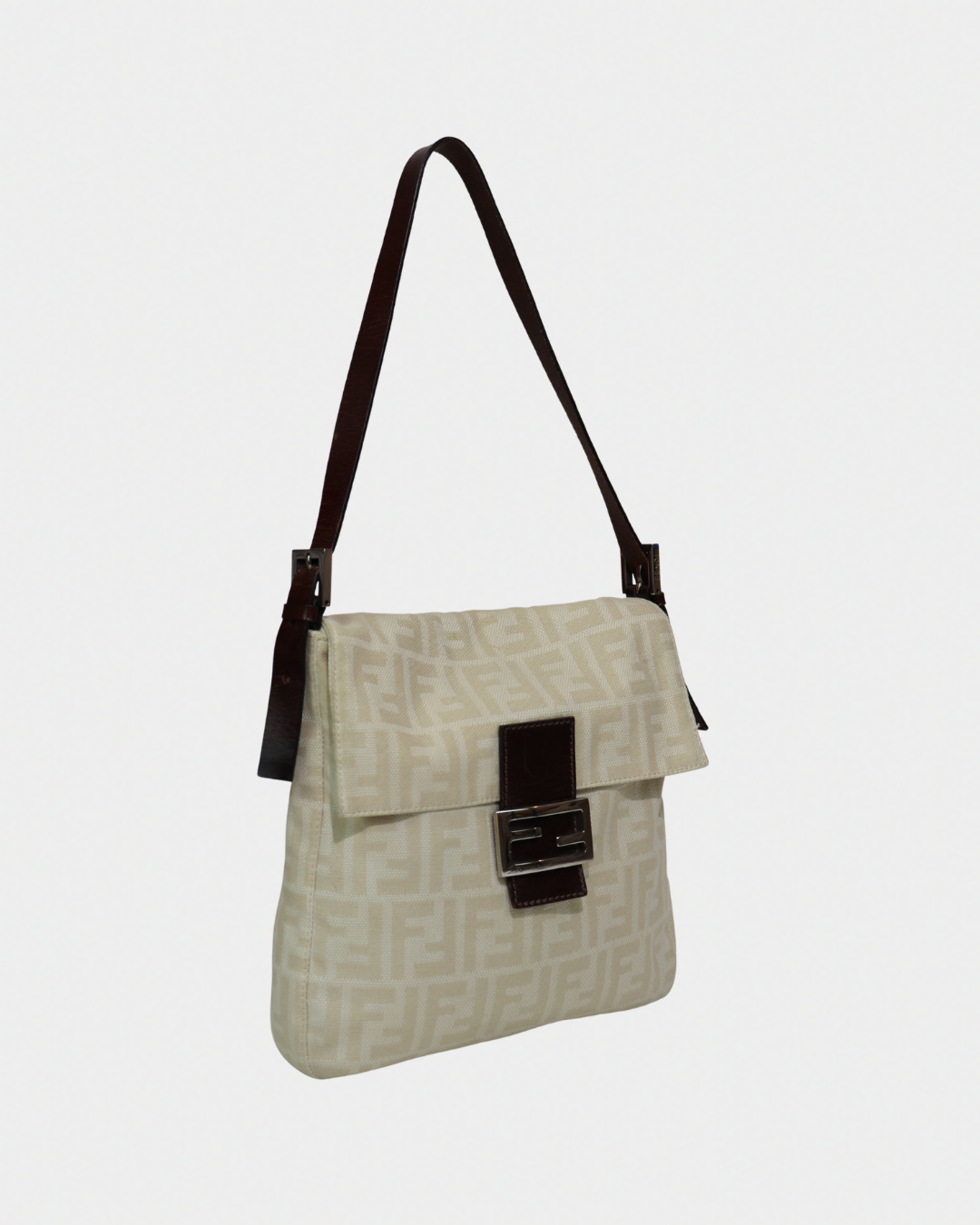 Fendi Zucca Cream Mamma Style Shoulder Bag