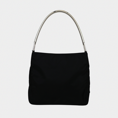 Prada Nylon Silver Acrylic Strap Shoulder Bag