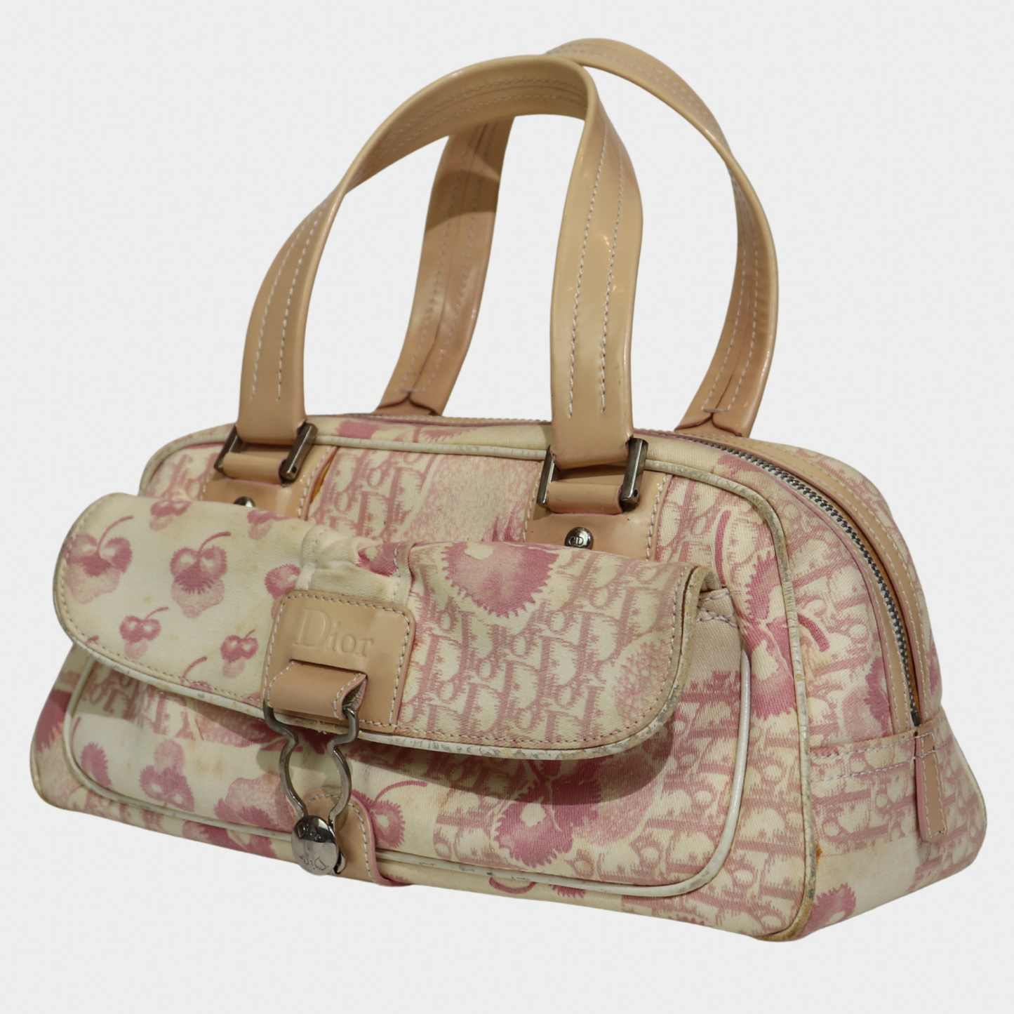 Dior Pink Cherry Diorissimo Mini Bowler Bag