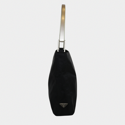 Prada Nylon Silver Acrylic Strap Shoulder Bag