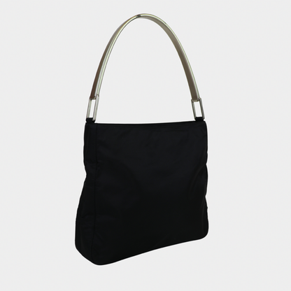 Prada Nylon Silver Acrylic Strap Shoulder Bag