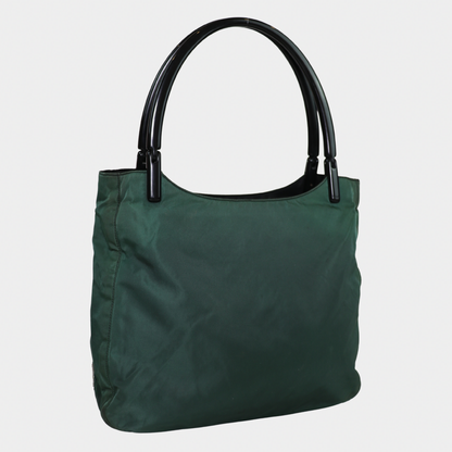 Green Prada Nylon Tote with Acrylic Handles
