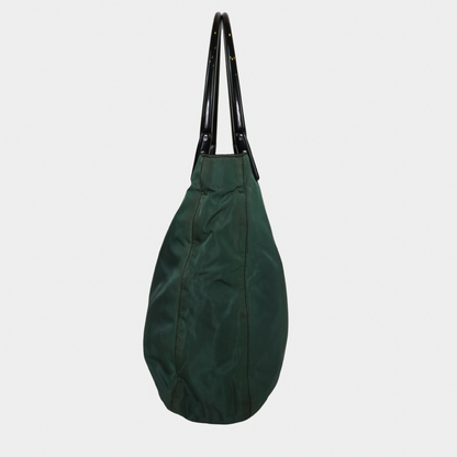 Green Prada Nylon Tote with Acrylic Handles