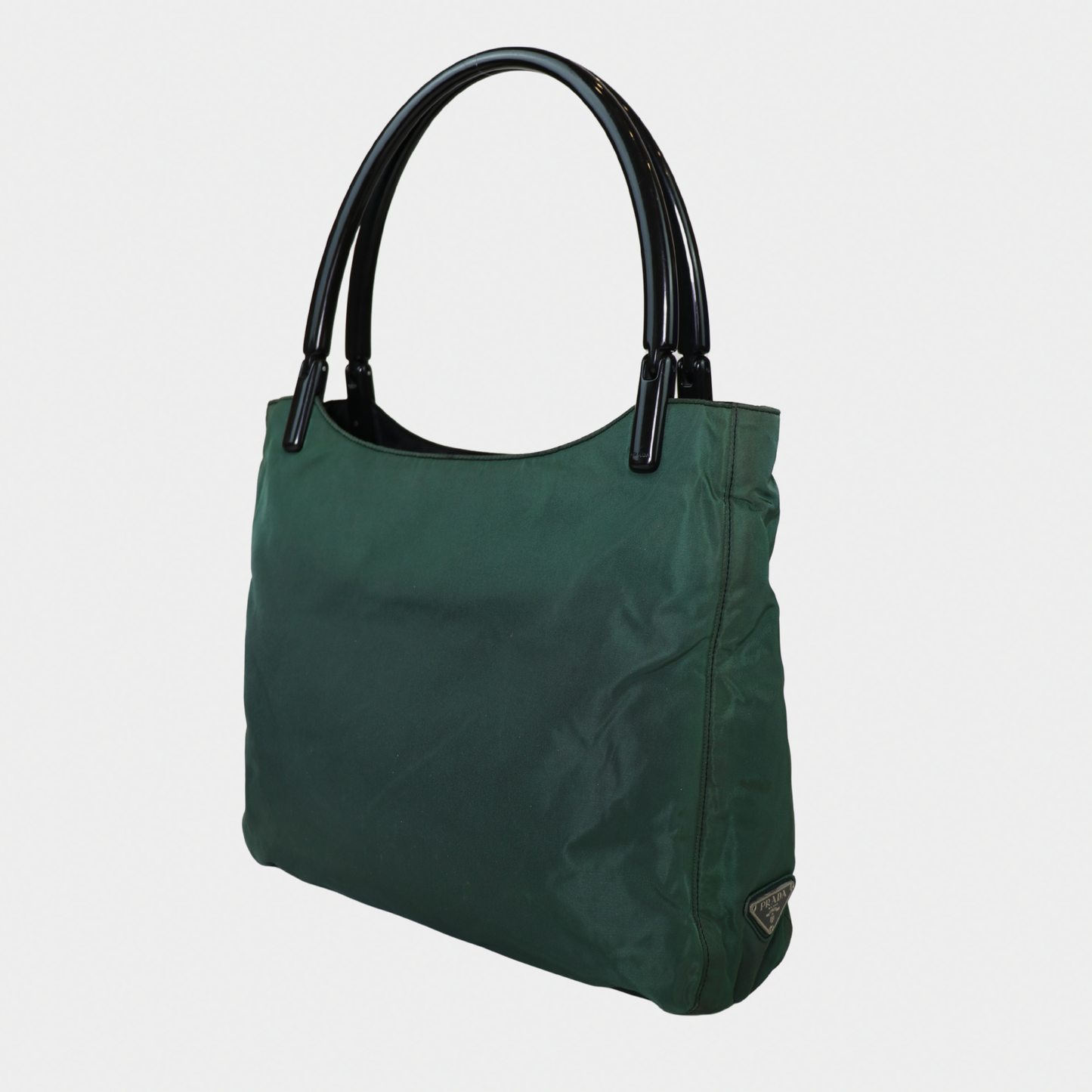 Green Prada Nylon Tote with Acrylic Handles