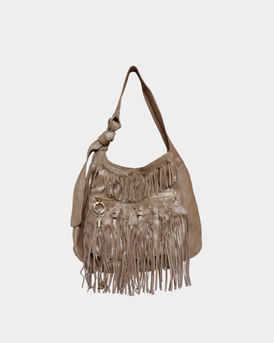 Jimmy Choo Metallic Suede Fringe Bag