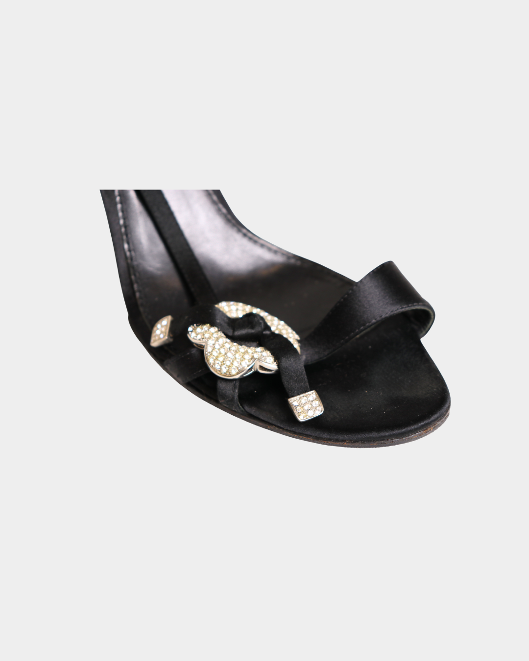 Sergio Rossi Black Flower Crystal Sling Back Heels