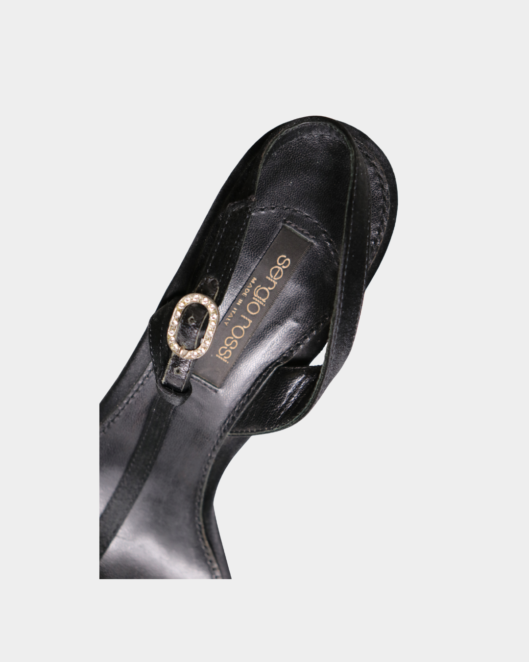 Sergio Rossi Black Flower Crystal Sling Back Heels