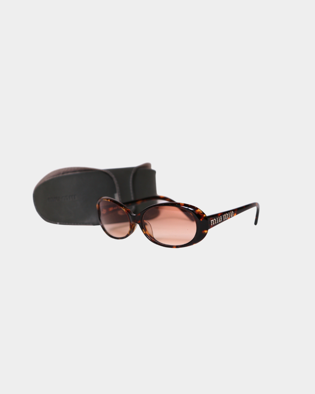 Miu Miu Tortoise Crystal Logo Sunglasses