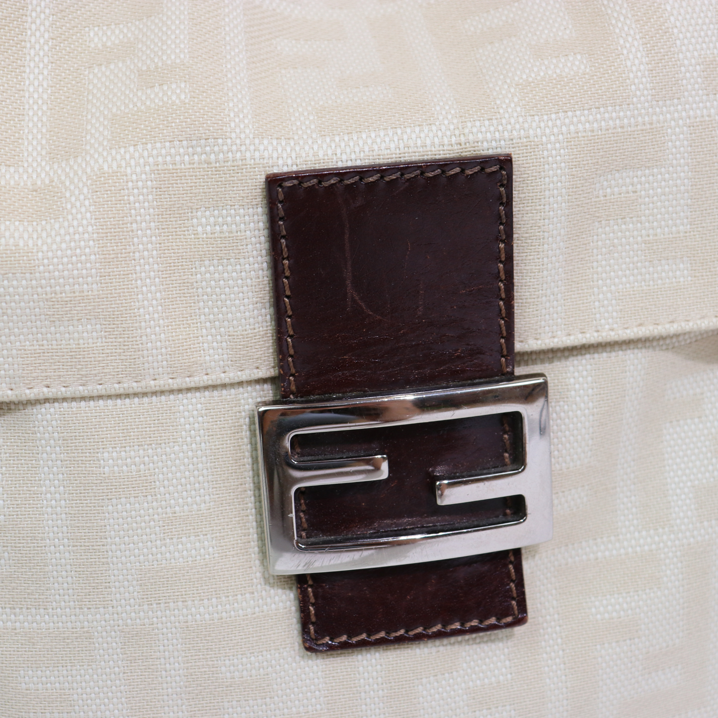 Fendi Zucca Cream Mamma Style Shoulder Bag