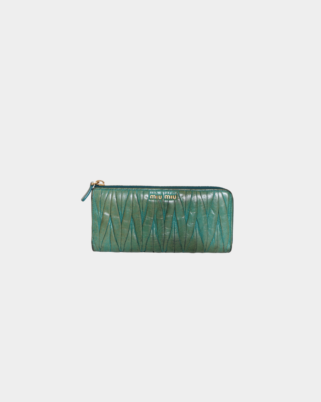Miu Miu Teal Matlasse Long Wallet