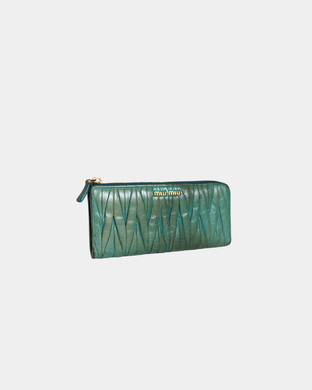 Miu Miu Teal Matlasse Long Wallet