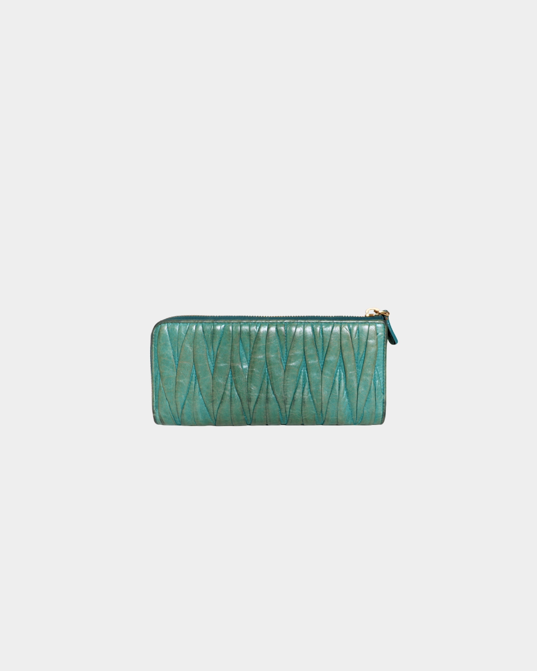 Miu Miu Teal Matlasse Long Wallet