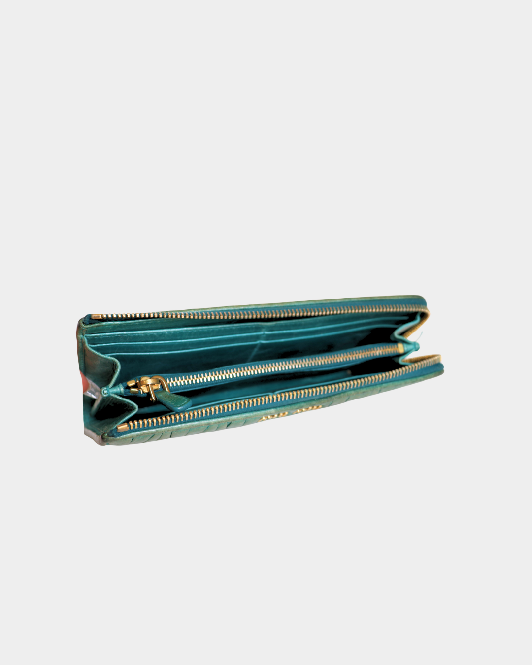 Miu Miu Teal Matlasse Long Wallet