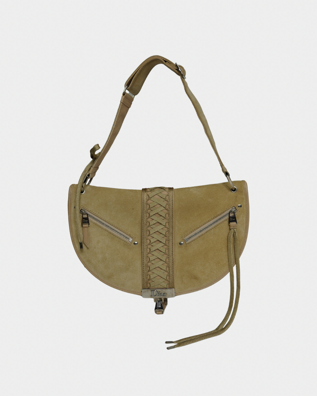 Dior Beige Suede Admit It Shoulder Bag