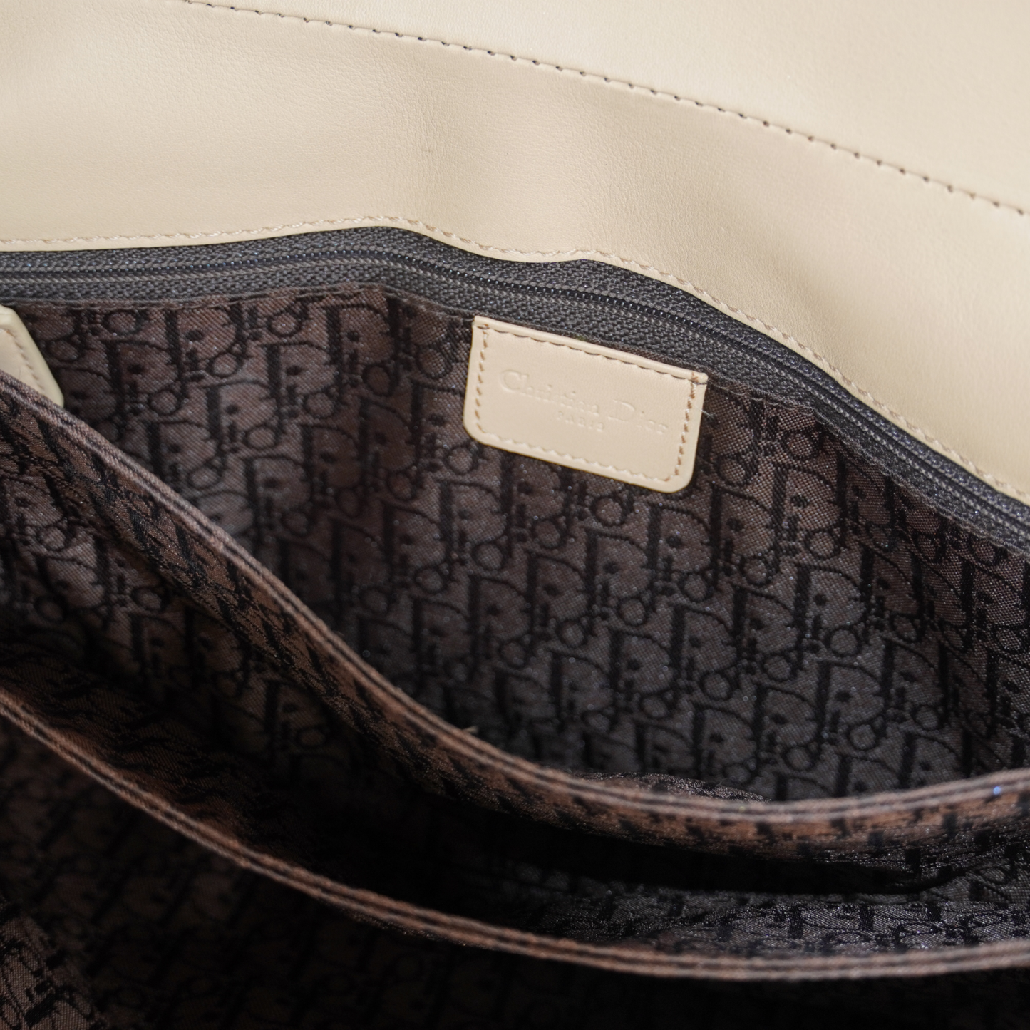 Dior Beige Suede Admit It Shoulder Bag