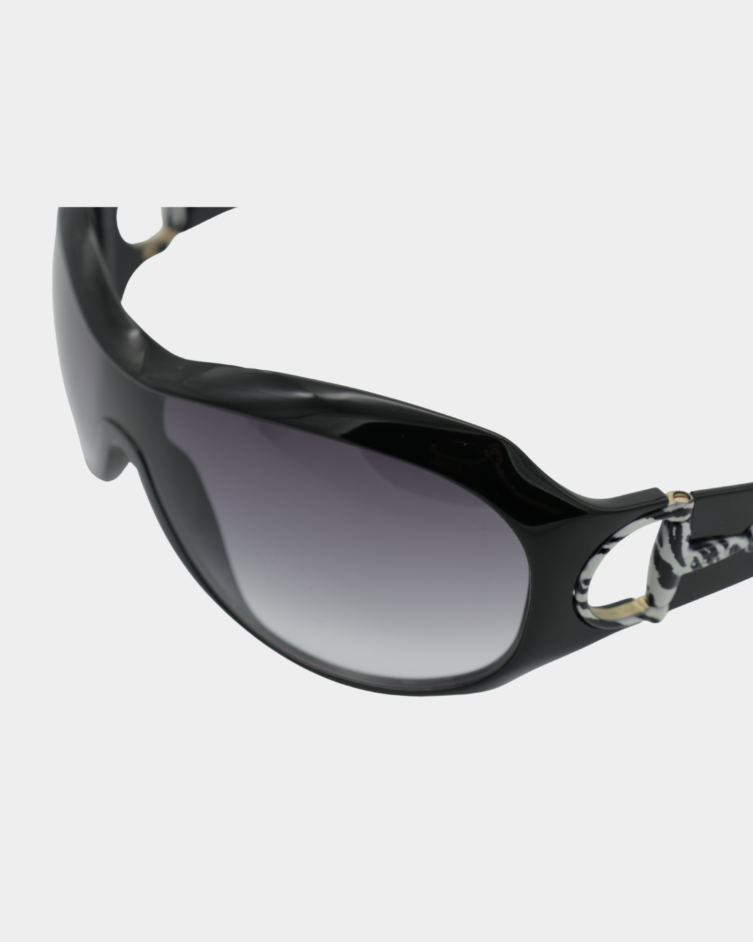 Gucci Horsebit Zebra Accent Shield Sunglasses