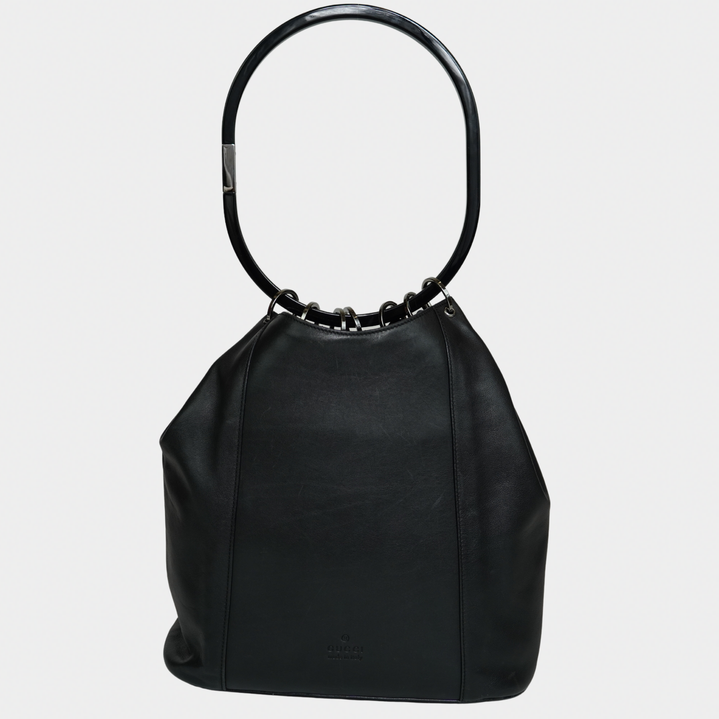 Gucci F/W 1999 Tom Ford Black Hoop Handle Bucket Bag