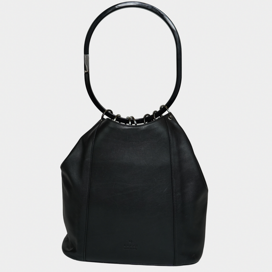 Gucci F/W 1999 Tom Ford Black Hoop Handle Bucket Bag