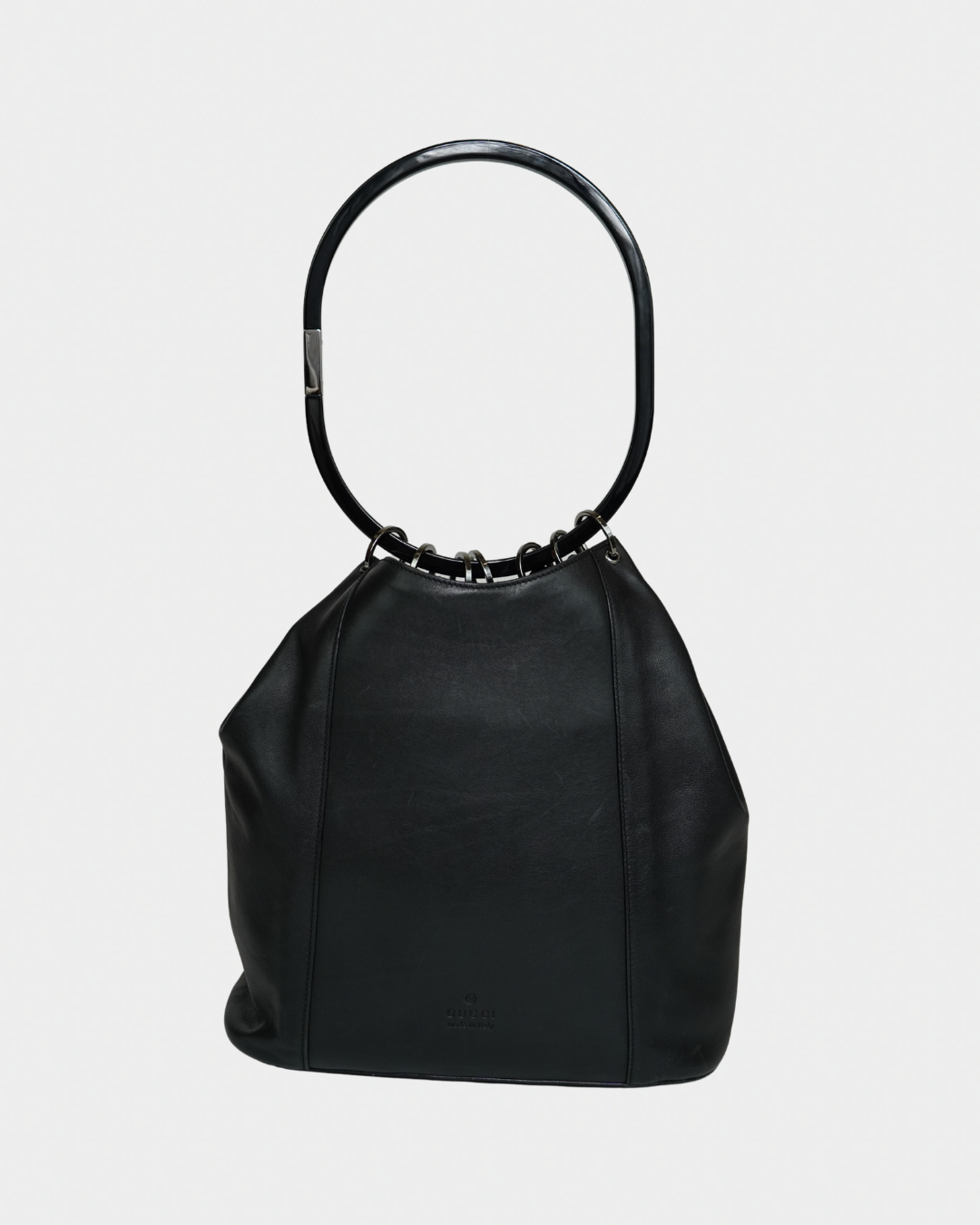 Gucci F/W 1999 Tom Ford Black Hoop Handle Bucket Bag