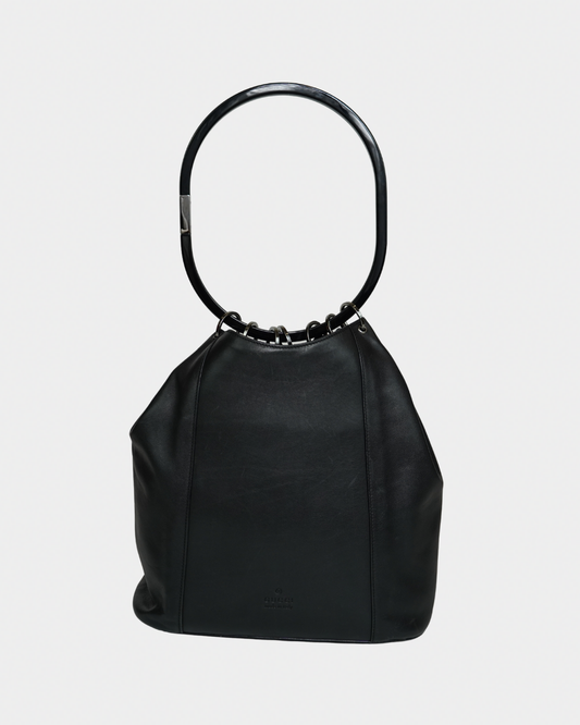 Gucci F/W 1999 Tom Ford Black Hoop Handle Bucket Bag