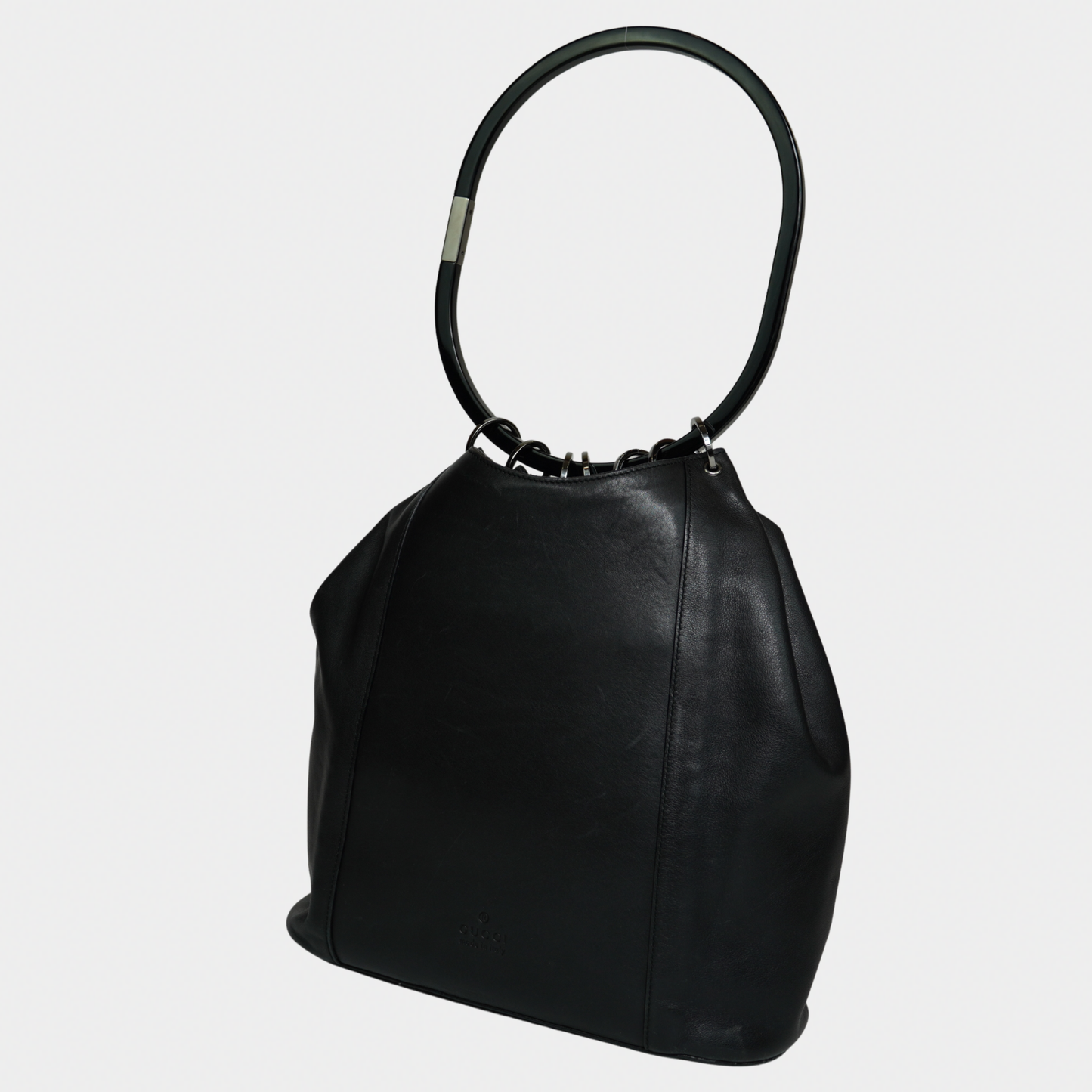 Gucci F/W 1999 Tom Ford Black Hoop Handle Bucket Bag