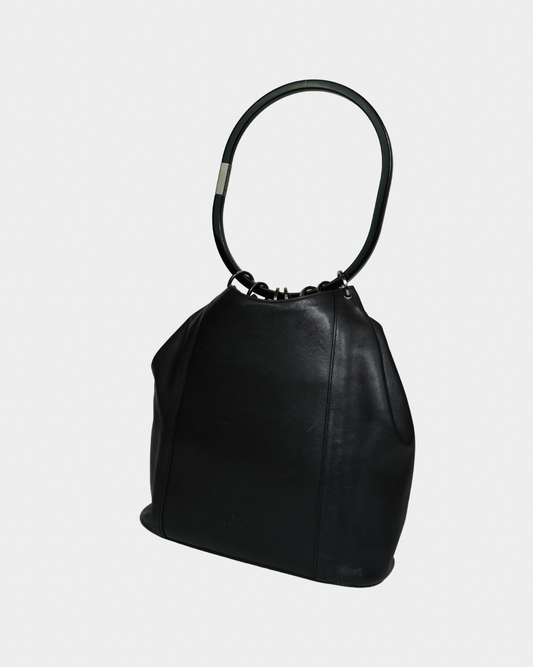 Gucci F/W 1999 Tom Ford Black Hoop Handle Bucket Bag