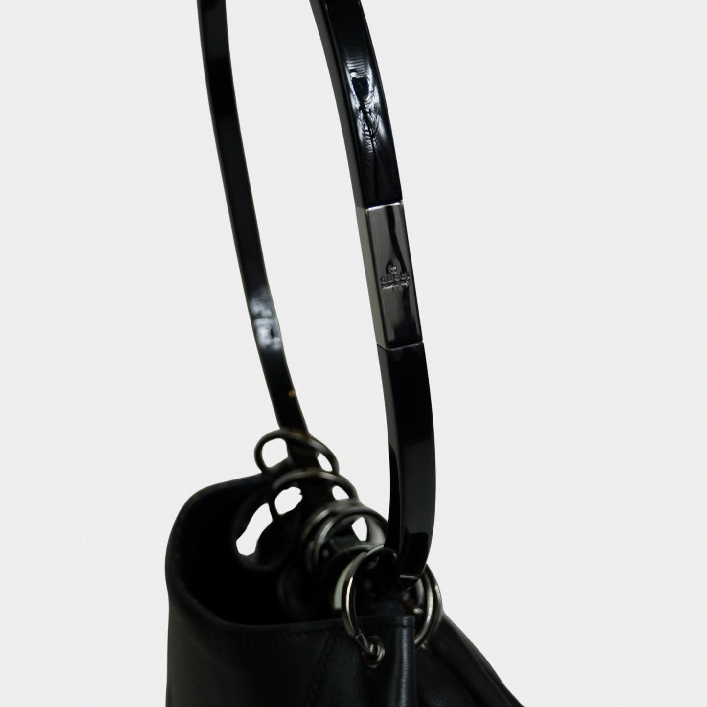 Gucci F/W 1999 Tom Ford Black Hoop Handle Bucket Bag