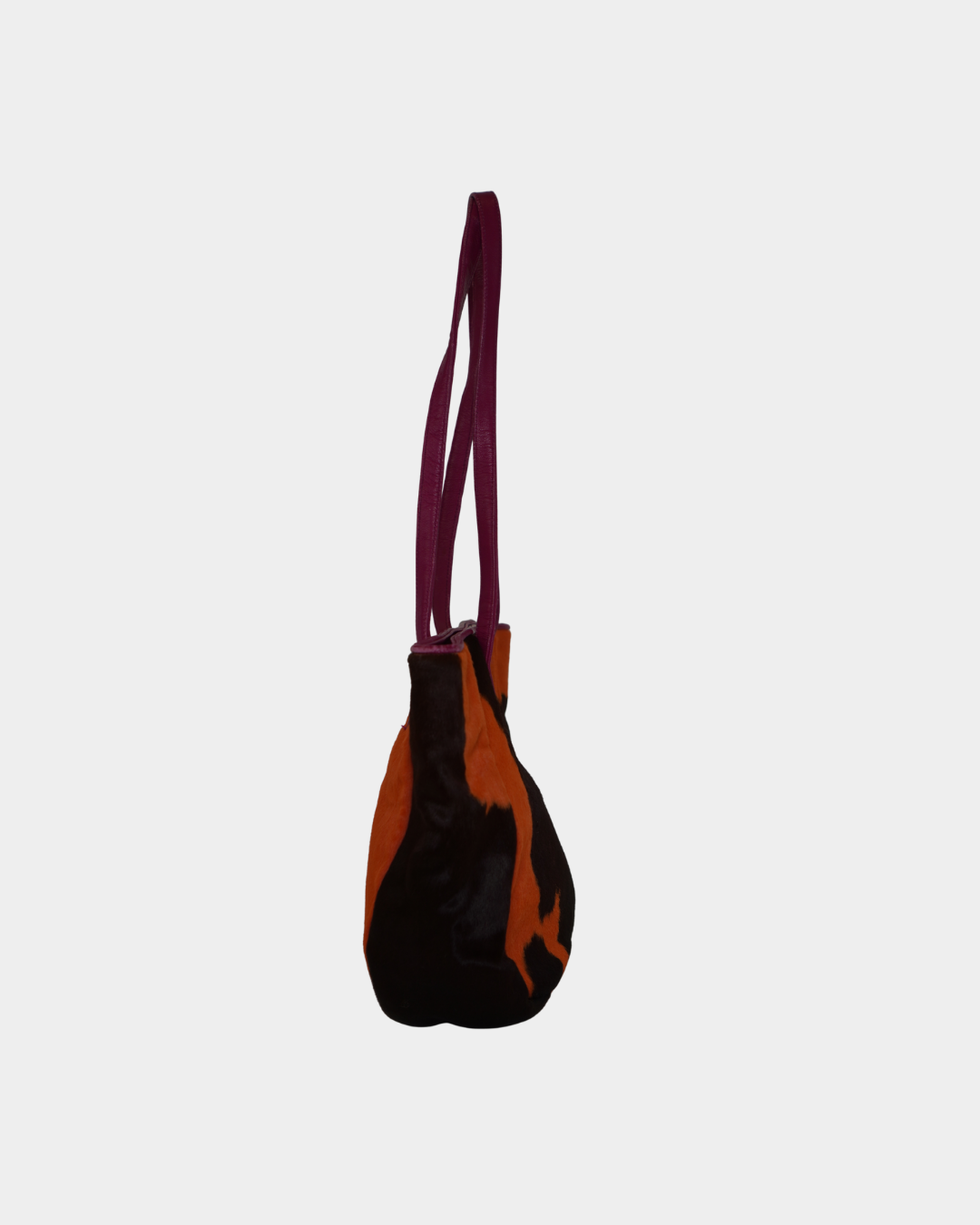 Orange Cow Print Pony Hair Tote Bag
