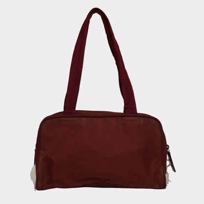 Prada Tessuto Nylon Burgundy Shoulder Bag