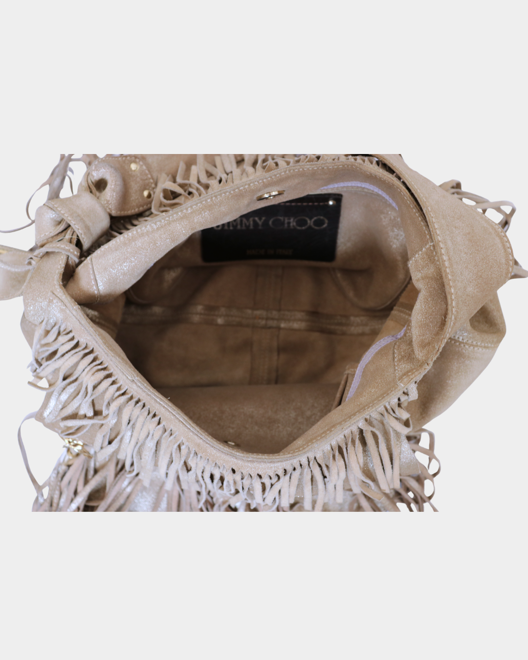 Jimmy Choo Metallic Suede Fringe Bag