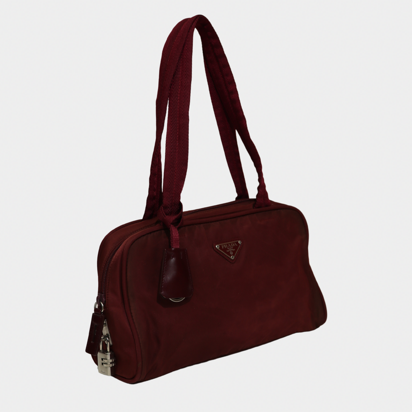 Prada Tessuto Nylon Burgundy Shoulder Bag