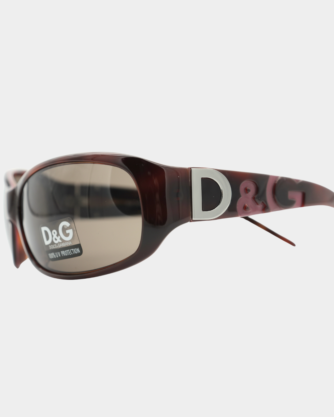 D&G Tortoise Silver Pink Logo Sunglasses