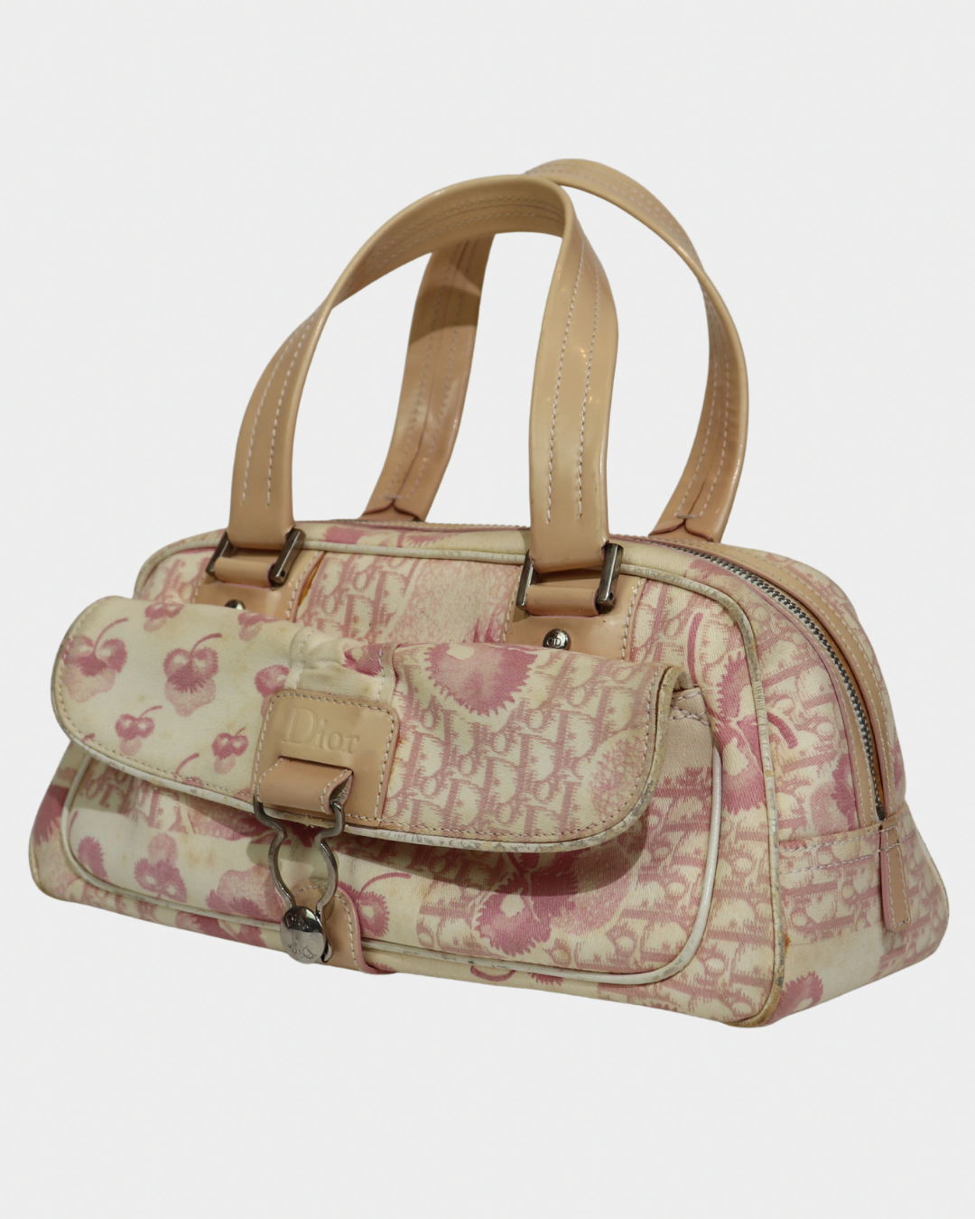 Dior Pink Cherry Diorissimo Mini Bowler Bag