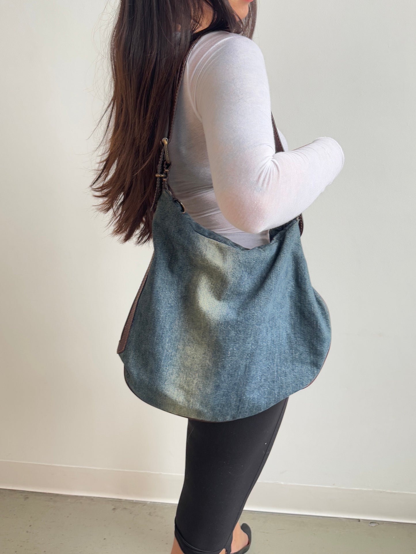 Fendi Denim Oyster Shoulder Bag