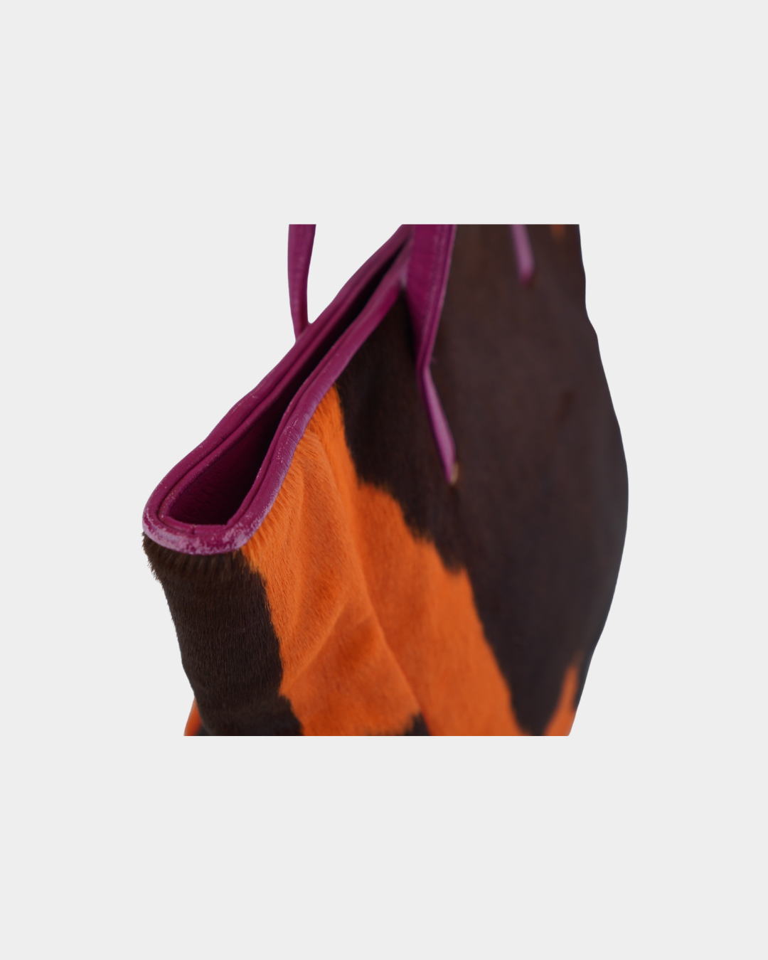 Orange Cow Print Pony Hair Tote Bag