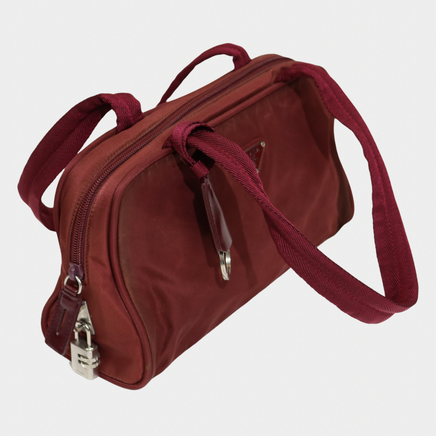 Prada Tessuto Nylon Burgundy Shoulder Bag