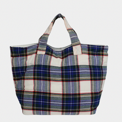 Commes Des Garcon's Tricot Plaid Tote Bag