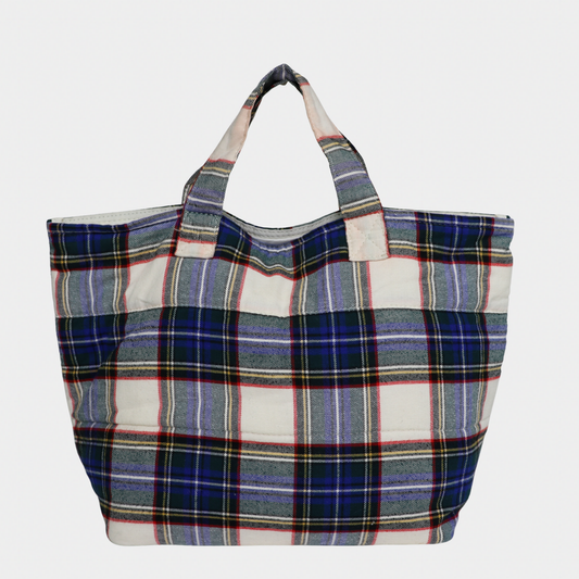 Commes Des Garcon's Tricot Plaid Tote Bag