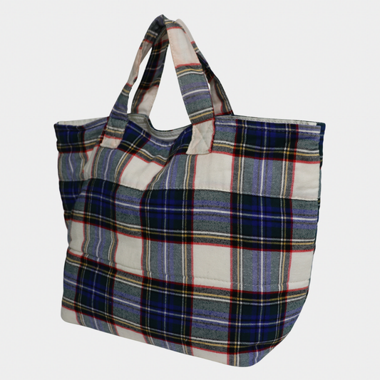 Commes Des Garcon's Tricot Plaid Tote Bag
