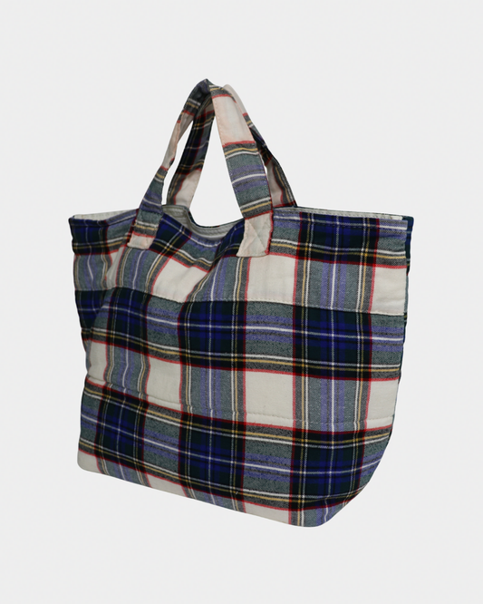 Commes Des Garcon's Tricot Plaid Tote Bag
