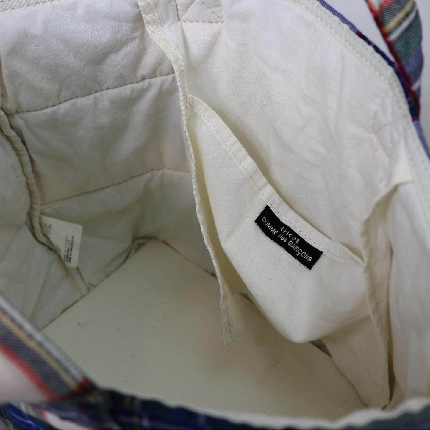 Commes Des Garcon's Tricot Plaid Tote Bag