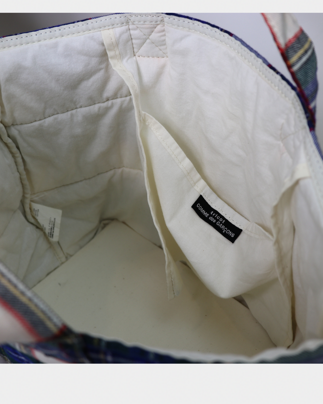 Commes Des Garcon's Tricot Plaid Tote Bag