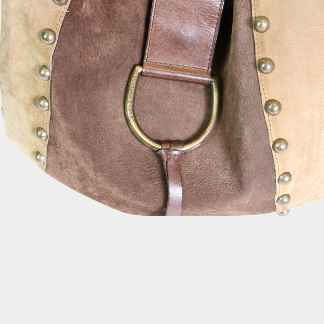 Dolce & Gabbana Suede Studded Hobo Bag